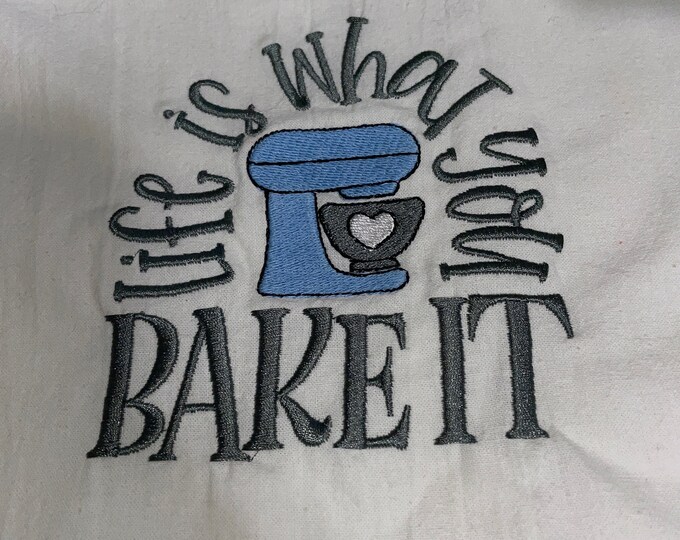 Kitchen Embroidered Tea Towel, Kitchen Table, Flour Sack Towel, kItchen Tea Towel