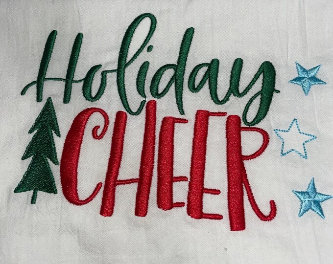 Christmas Embroidered Tea Towel, Christmas Table, Flour Sack Towel, kItchen Tea Towel, Christmas Decor