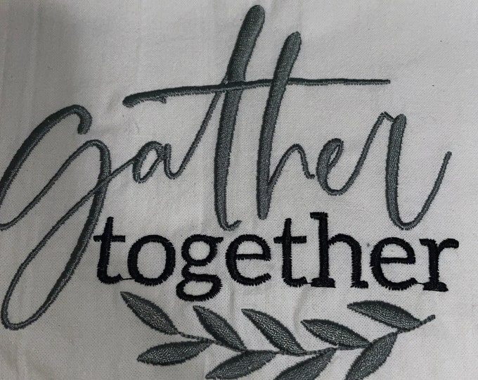 Kitchen Embroidered Tea Towel, Kitchen Table, Flour Sack Towel, kItchen Tea Towel