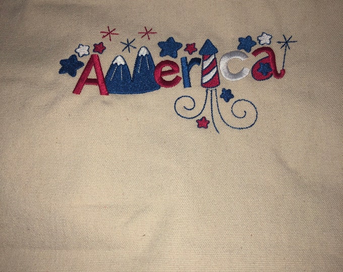 Heavy Duty 12 oz Canvas Tote Bag, USA bag, let freedom ring, 4th of July bag,  patriotic bag, patriotic tote, 17x14x4 Inches.