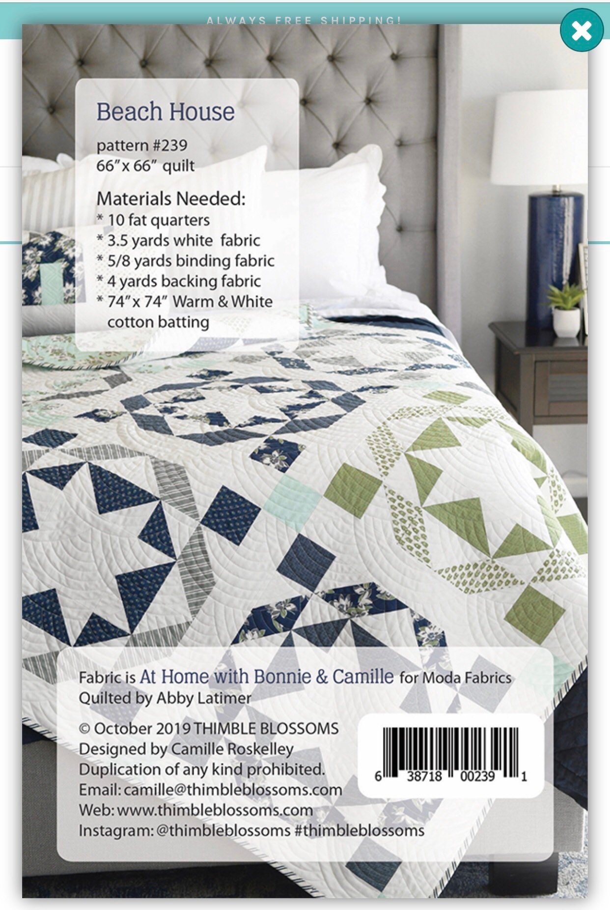 Beach House Quilt Pattern from Thimble Blossoms by Camille Roskelley