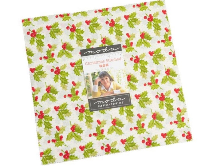 Christmas Stitched  10" Layer Cake by Fig Tree Co. for Moda - 42 Pieces