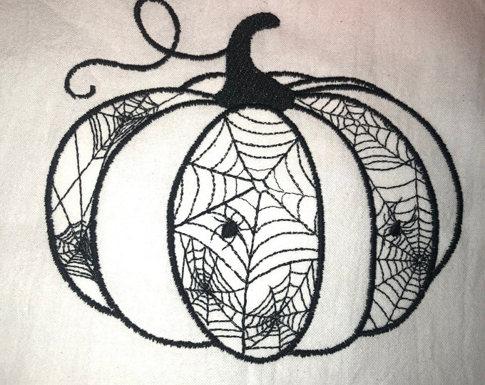 Halloween Embroidered Tea Towel, Halloween Table, Flour Sack Towel, kItchen Tea Towel, Halloween Decor