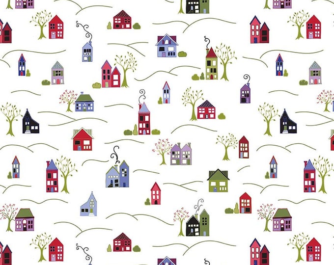 Home Again White Houses by Jill Findley for Riley Blake Designs