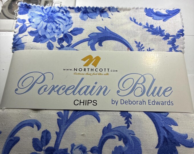 Porcelain Blue Chips  5" Charm Pack by Deborah Edward’s  - 42 Pieces, Hard to Find, Out of Print