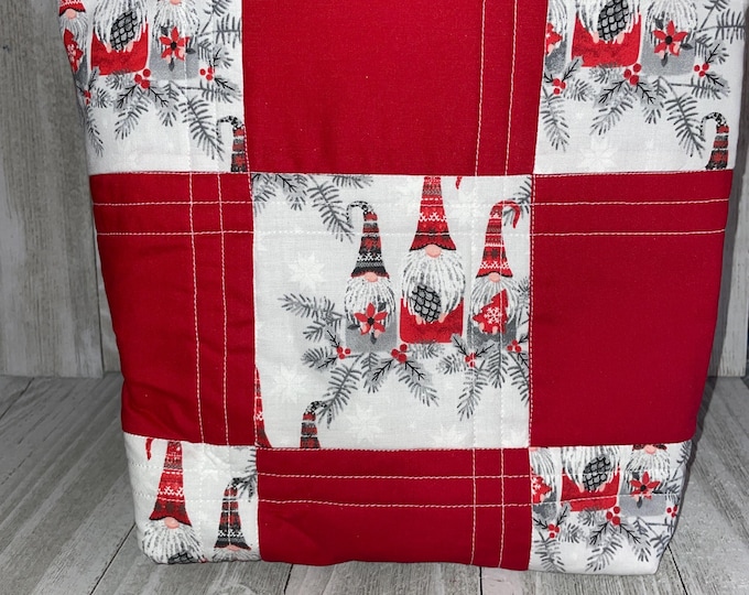Gnome bag, gnome gift, gnome, Quilted Bag, Handmade Bag, Handmade Tote, Bag, Tote, Quilted Tote, Homemade Bag, Homemade Tote, Christmas gift