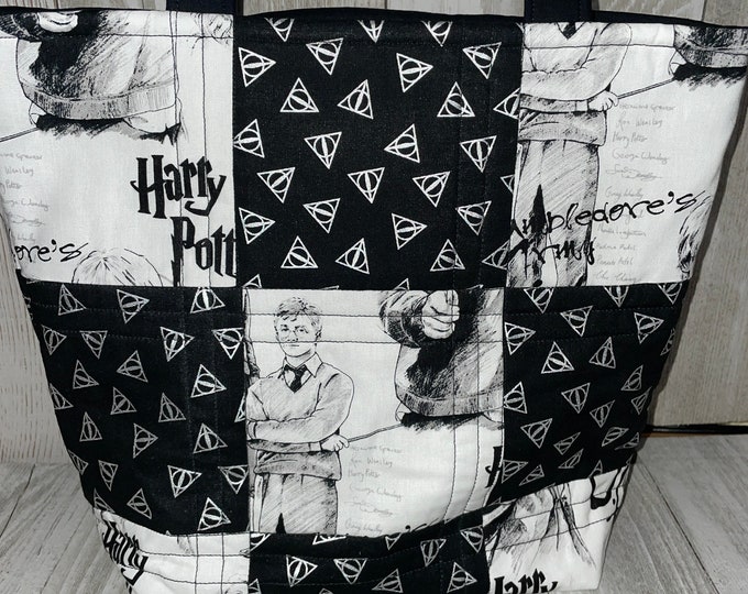 Harry Potter, Harry Potter bag,Quilted Bag, Handmade Bag, Handmade Tote, Bag, Tote, Quilted Tote, Homemade Bag, Homemade Tote, birthday gift