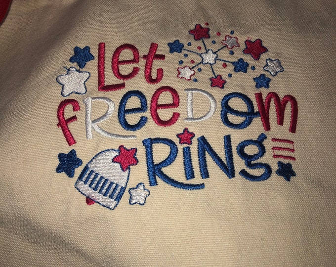 Heavy Duty 12 oz Canvas Tote Bag, USA bag, let freedom ring, 4th of July bag,  patriotic bag, patriotic tote, 17x14x4 Inches.