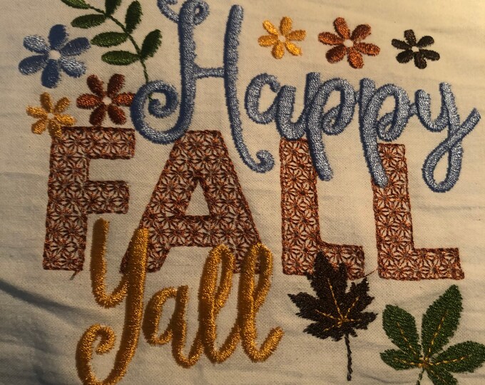 Fall Embroidered Tea Towel, Fall Table, Flour Sack Towel, kItchen Tea Towel, Fall Decor