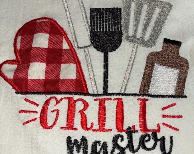 Kitchen Embroidered Tea Towel, Kitchen Table, Flour Sack Towel, kItchen Tea Towel