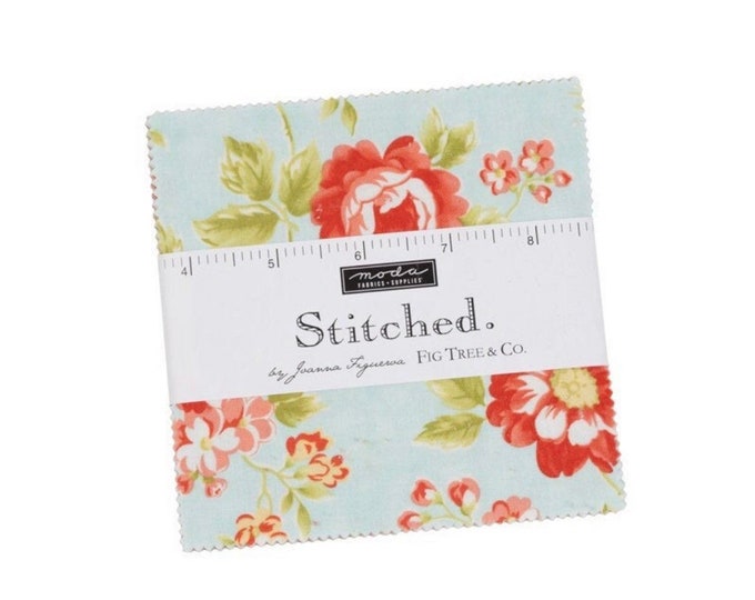 Stitched  5” Charm Pack by Fig Tree Co. for Moda - 42 Pieces