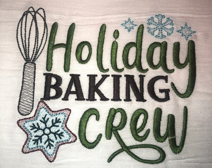 Christmas Embroidered Tea Towel, Christmas Table, Flour Sack Towel, kItchen Tea Towel, Christmas Decor