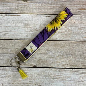Key fob fabric wristlet, key chain, stocking stuffer, colorful design with matching accessories