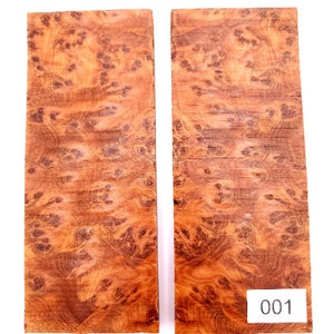 Échelles de couteau Thuya Burl de haute qualité 5 x 2 x 3/8 pouces - Ensemble assorti pour manches et poignées de couteau