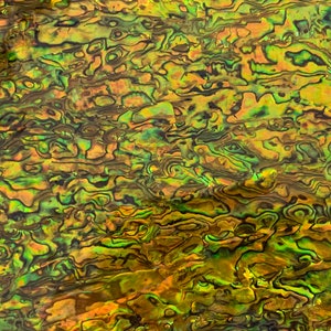 Yellow New Zealand Abalone Shell Adhesive Veneer Sheet (Mother of Pearl Shell) 9.5 x 5.5 inches -A9
