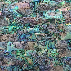 Abalone Shell AB with Black Background Adhesive Veneer Sheet (Mother of Pearl Shell) 9.5 x 5.5 inches -A16