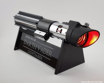 Classic Piano Black Acrylic Lightsaber Stand with Silver- Painted Engraved Text