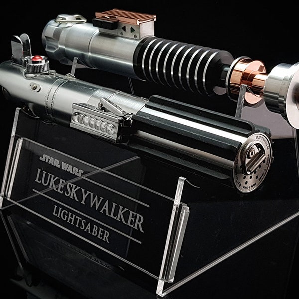 Classic 2-Tier Crystal Clear Acrylic Lightsaber Stand with Engraved Text