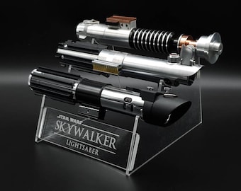Classic 3-Tier Crystal Clear Acrylic Lightsaber Stand with Engraved Text