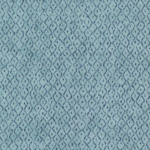 May include: A light blue fabric featuring a repeating pattern of dark blue diamonds. The diamond shapes are formed by small, textured dots, creating a consistent geometric design across the entire surface of the textile material.