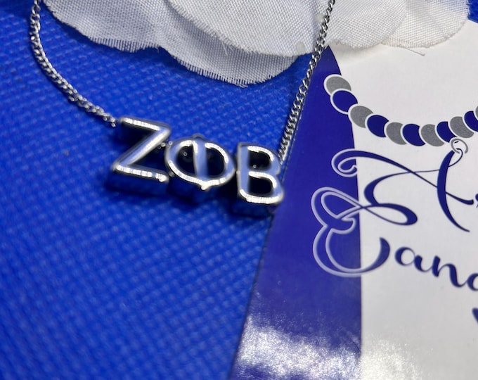Zeta Phi Beta Puff Letter Necklace