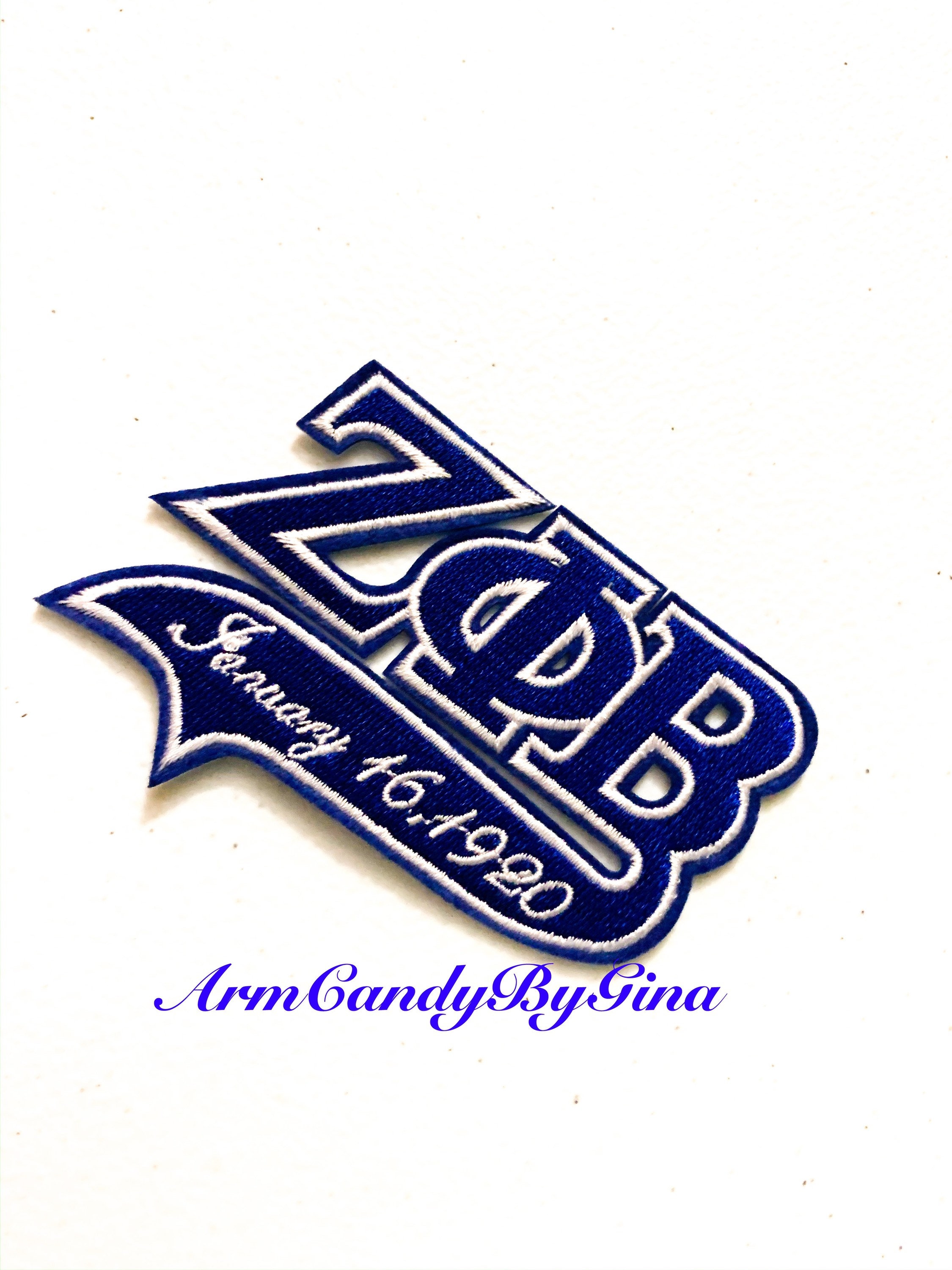 Zeta Phi Beta Chenille Letters Iron-On Patch Set [Blue/White - 4T