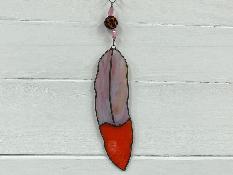 stained glass window hanging glass art STAINED GLASS FEATHER glass feather suncatcher