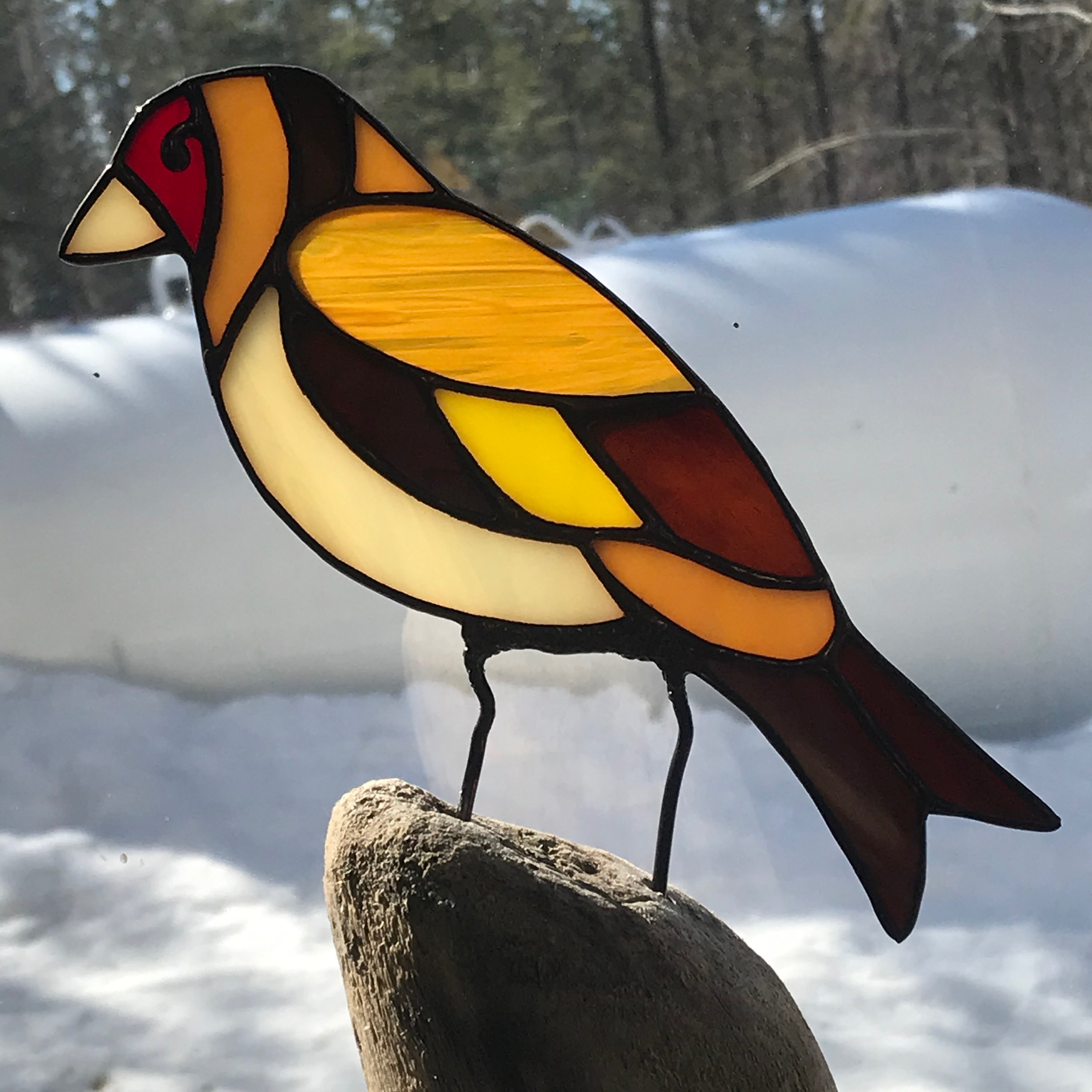 STAINED GLASS BIRD Glass Art European Goldfinch on Etsy