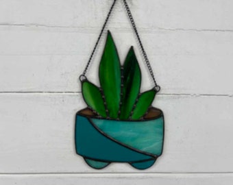 STAINED GLASS SUCCULENT - glass art - stained glass window hangings - succulent suncatcher