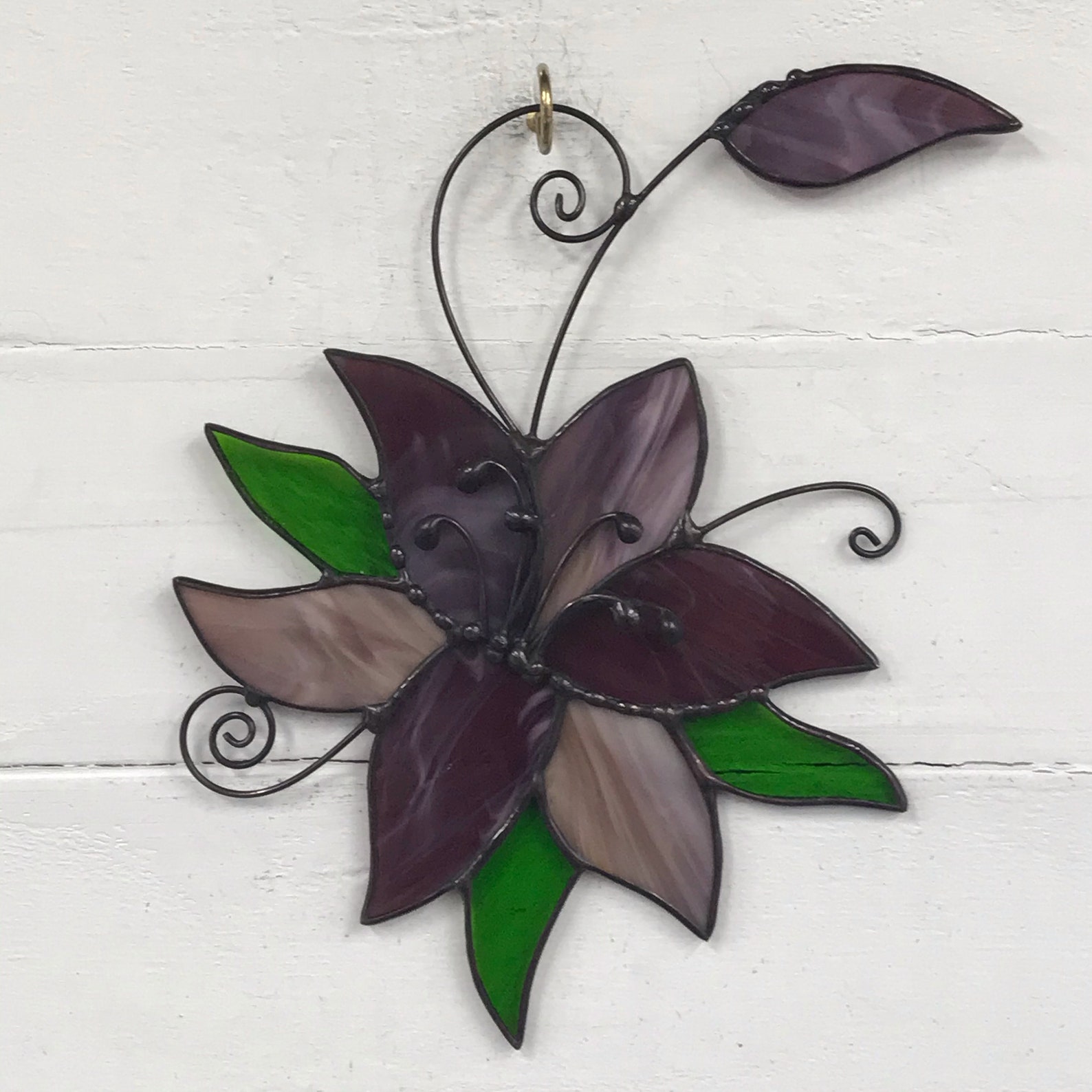 STAINED GLASS LILY Glass Art Stained Glass Window Hangings Etsy Hong Kong