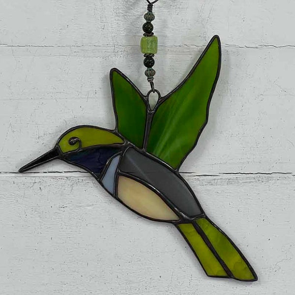 STAINED GLASS HUMMINGBIRD - glass art - stained glass window hangings - hummingbird suncatcher