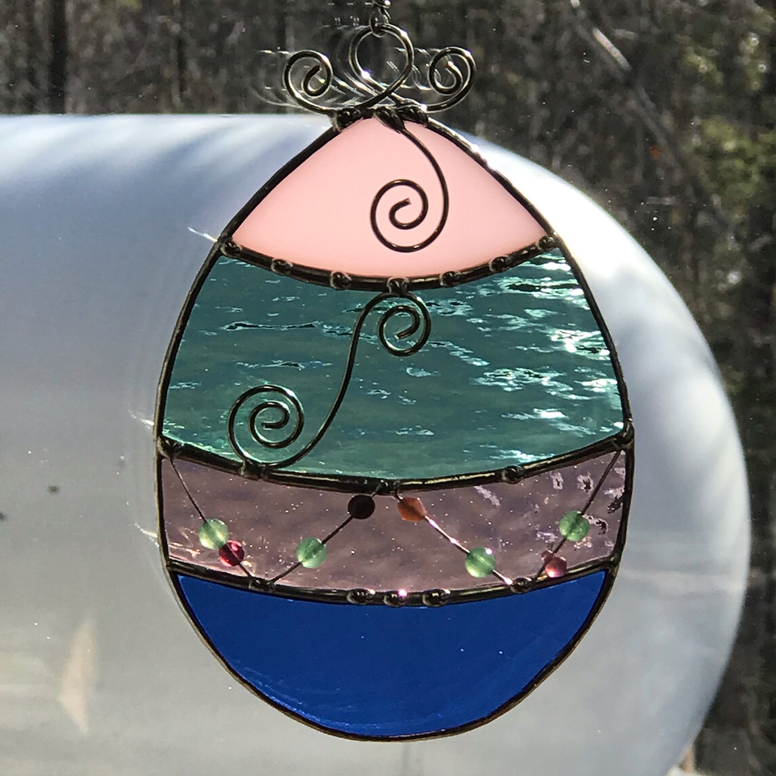 STAINED GLASS EGG glass art stained glass window hangings Etsy