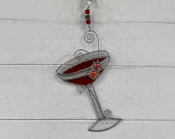Stained Glass Cosmopolitan Suncatcher: Cocktail Window Hanging