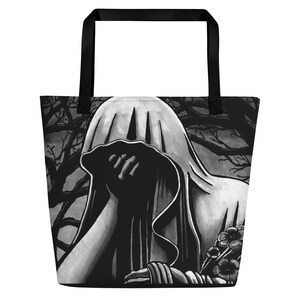 Mourning Statue Beach Bag