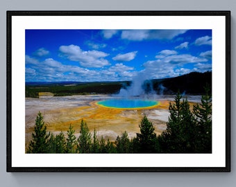Yellowstone Grand Prismatic Spring Print, Yellowstone Landscape Photo, Thermal Pool Photo, National Park Photo