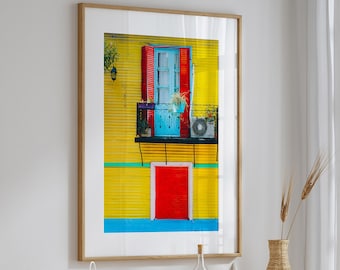 Colourful Door Photo Print, La Boca Buenos Aires Photo, Yellow Red Home Decor, Argentina Wall Art, Urban Wall Art