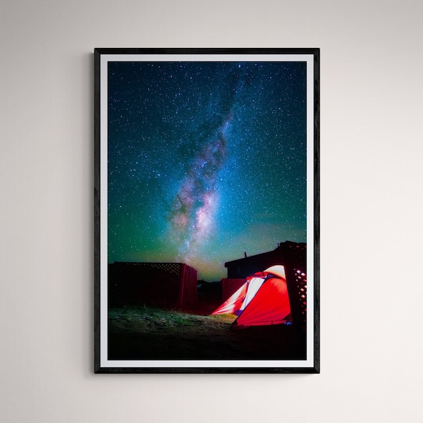 Milky Way over Tent Photo, Camping Photo, Tent Photo, Starry Sky Photo, Night Sky Photography, Celestial Home Decor