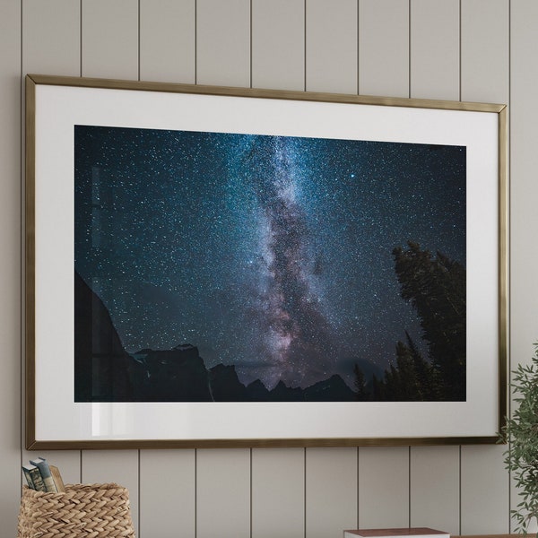 Milky Way Forest Print, Vermillion Lakes Banff Night Photo, Celestial Home Decor, Starry Night Sky Print