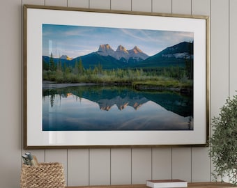 Three Sisters Mountain Reflection Photo Print: Canmore Wall Art