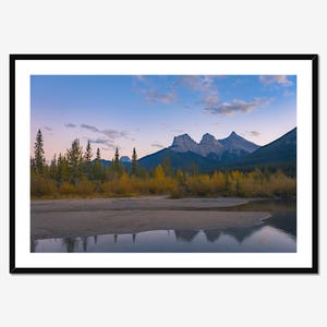 Three Sisters Sunset Print – Canmore Mountain Photography Wall Art, Alberta Landscape, Nature Home Decor