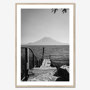 Black and White Lake Atitlan Guatemala Photo Print, Calm Pier Print, Lake Atitlan Wall Art, Framed Guatemala Wall Art