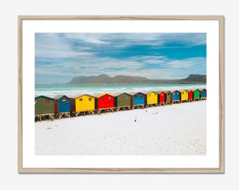 Muizenberg Chalets Print, Cape Town Beach Photo, South Africa Print, Beach Print Wall Art, Beach House Decor, Beach Room Print