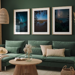Milky Way Set of 3 Prints, Celestial Home Decor, Night Sky Print Set, Astrophotography Set, Starry Sky Print Set, Unframed or Framed