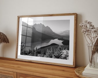 Banff National Park Photo: Black and White Peyto Lake Print