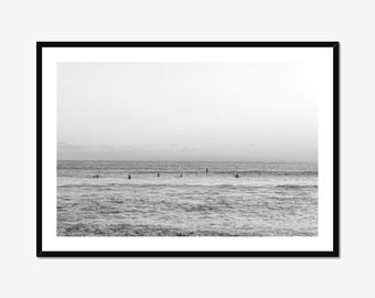Ocean Surf Photography Print, Pismo Beach California Black White Vintage Coastal Wall Art