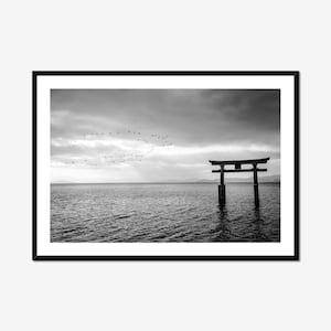 Japan Landscape Black and White Photo Print, Minimalist Japan Print, Shirahige Shrine, Zen Wall Art, Japan Poster, Japan Wall Art