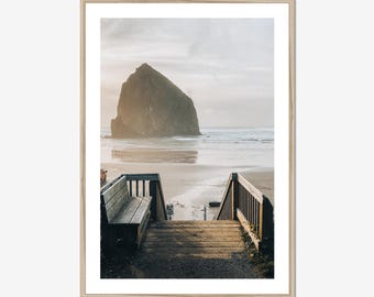 Fotografía de la puesta de sol en Cannon Beach: Fotografía de la costa de Oregón, Haystack Rock