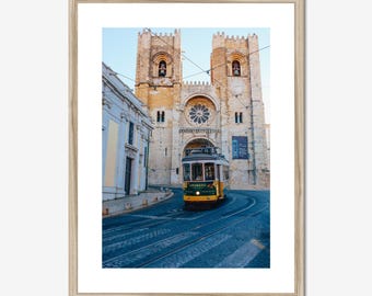 Lisbon Tram Photo Print: Sé Cathedral, Portugal Travel Art