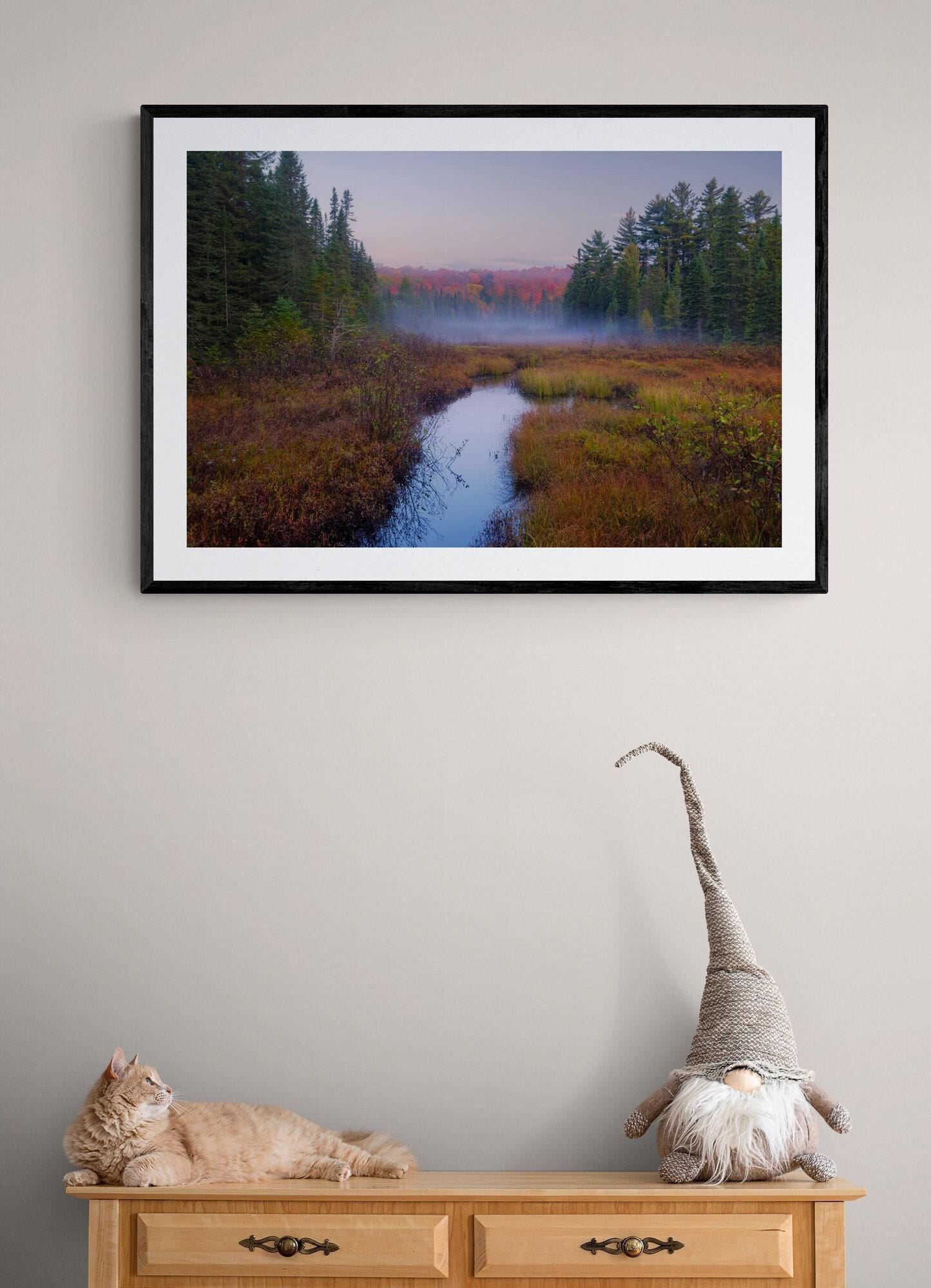 Algonquin Park Photo, Fall Colours, Algonquin Landscape Print, Canada Photography, Nature Photo Print, Misty Landscape