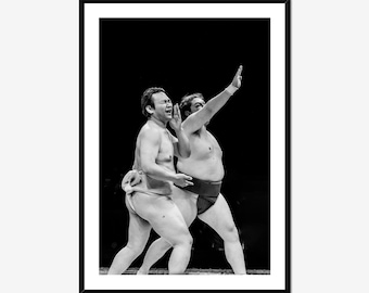 Sumo Wrestling Photography Print, Black and White Japan Wall Art, Japanese Sports Decor